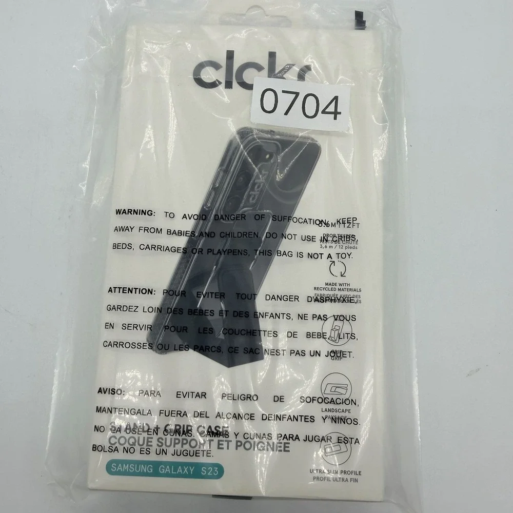 Clckr Stand + Grip Phone Case Clear 12' Drop Protection For Samsung Galaxy S23